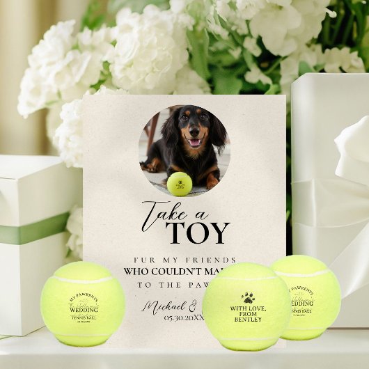 Dog Photo Wedding Tennis Ball Favor 台座サイン