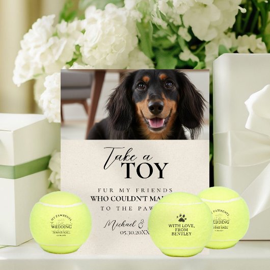 Dog Photo Wedding Tennis Ball Favor 台座サイン