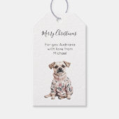 Dog Pink Floral Christmas ギフトタグ (正面)