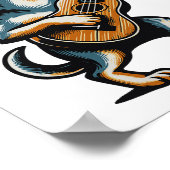 Dog Playing Guitar Singing Chihuahua Funny Dog Mar ポスター (角)