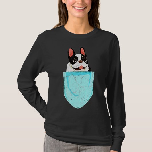 Dog Pocket French Bulldog Tシャツ (正面)