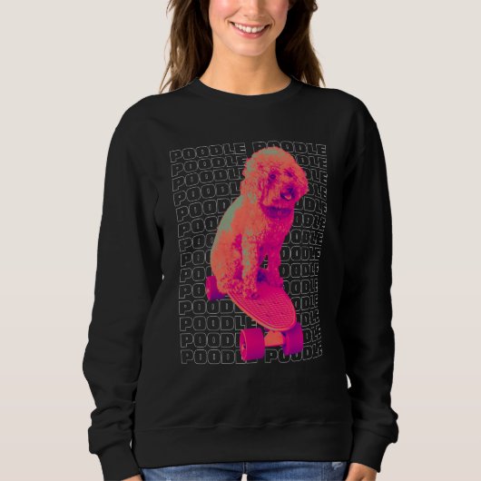 Dog  Poodle Women's Poodle Men's スウェットシャツ (正面)