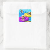 Dog Pool Party スクエアシール (バッグ)