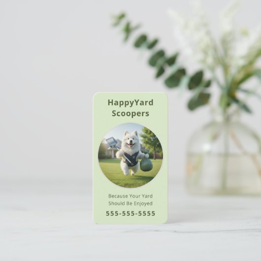 Dog Poop Scooper Pet Yard Cleaning & Waste Removal 名刺 (スタンド正面)
