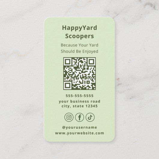 Dog Poop Scooper Pet Yard Cleaning & Waste Removal 名刺 (裏面)