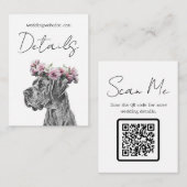 Dog Portrait Black & White QR Code Wedding Details エンクロージャーカード (正面/裏面)