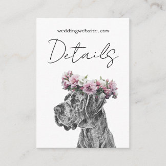 Dog Portrait Black & White QR Code Wedding Details エンクロージャーカード