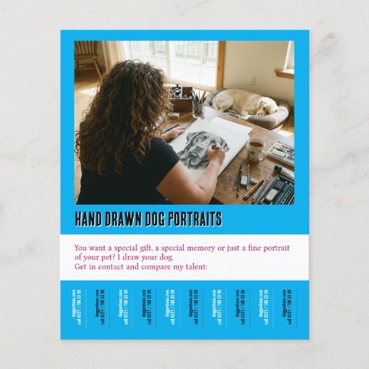 Dog Portrait Drawing Poster Tear off  チラシ (正面)