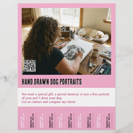 Dog Portrait Drawing Poster Tear off  チラシ (正面)