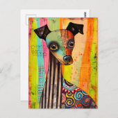dog portrait in pop-art style with a mix ポストカード (正面/裏面)