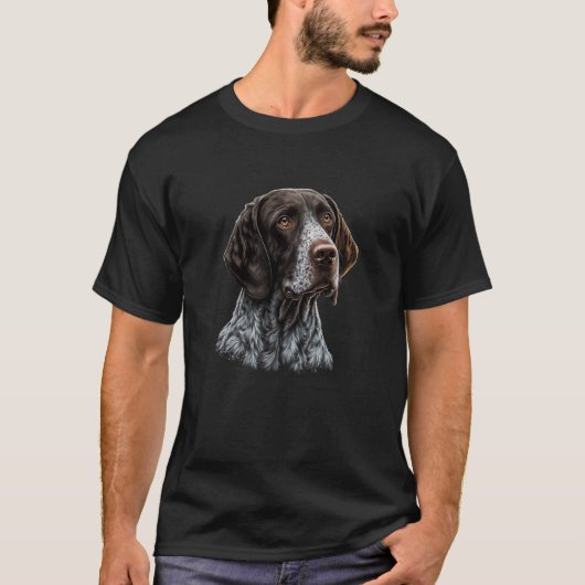 Dog portrait of GSP German Shorthaired Pointer Tシャツ (正面)