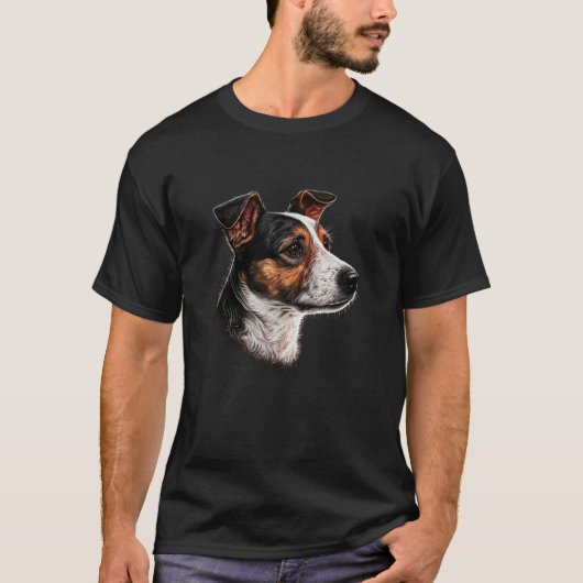 Dog portrait of Jack Russell Terrier Tシャツ (正面)
