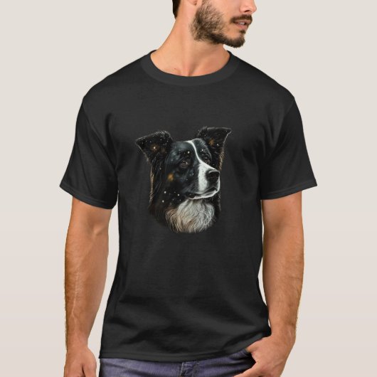 Dog portrait of mom Border Collie Tシャツ (正面)