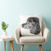 Dog Portrait Pillow – Detailed Black & White Art クッション (椅子)