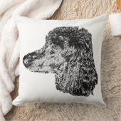 Dog Portrait Pillow – Detailed Black & White Art クッション (ブランケット)