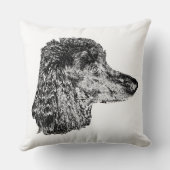 Dog Portrait Pillow – Detailed Black & White Art クッション (裏面)