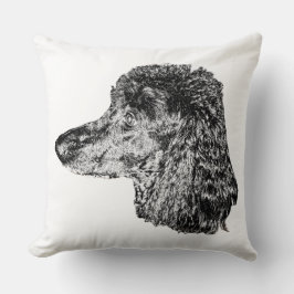 Dog Portrait Pillow – Detailed Black & White Art クッション