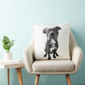Dog Portrait Pillow – Sitting Dog in Black Ink クッション (椅子)