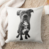 Dog Portrait Pillow – Sitting Dog in Black Ink クッション (ブランケット)