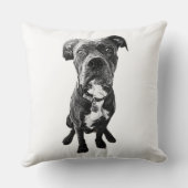 Dog Portrait Pillow – Sitting Dog in Black Ink クッション (裏面)
