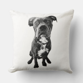 Dog Portrait Pillow – Sitting Dog in Black Ink クッション