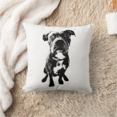 Dog Pose Pillow – Sitting Dog in Ink Style クッション (ブランケット)