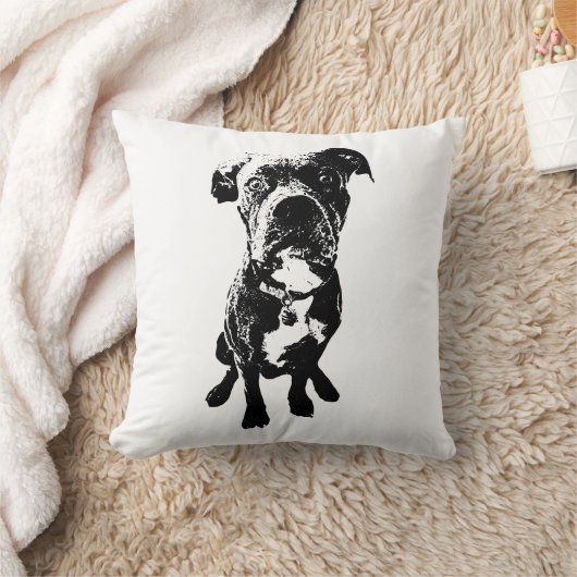 Dog Pose Pillow – Sitting Dog in Ink Style クッション (ブランケット)