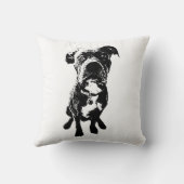 Dog Pose Pillow – Sitting Dog in Ink Style クッション (裏面)