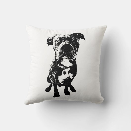 Dog Pose Pillow – Sitting Dog in Ink Style クッション (裏面)
