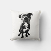 Dog Pose Pillow – Sitting Dog in Ink Style クッション (正面)