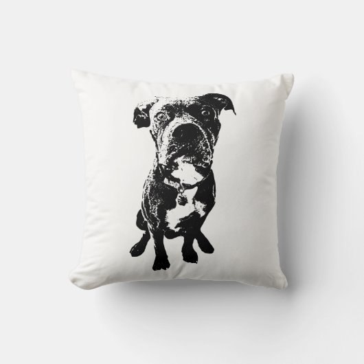 Dog Pose Pillow – Sitting Dog in Ink Style クッション (正面)