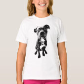 Dog Pose T-Shirt – Sitting Dog in Black Ink Tシャツ (正面)