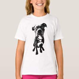 Dog Pose T-Shirt – Sitting Dog in Black Ink Tシャツ
