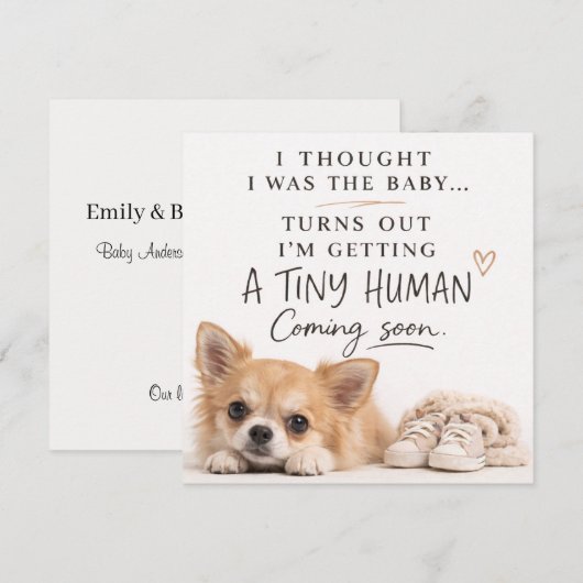 Dog Pregnancy Announcement Card 招待状 (正面/裏面)