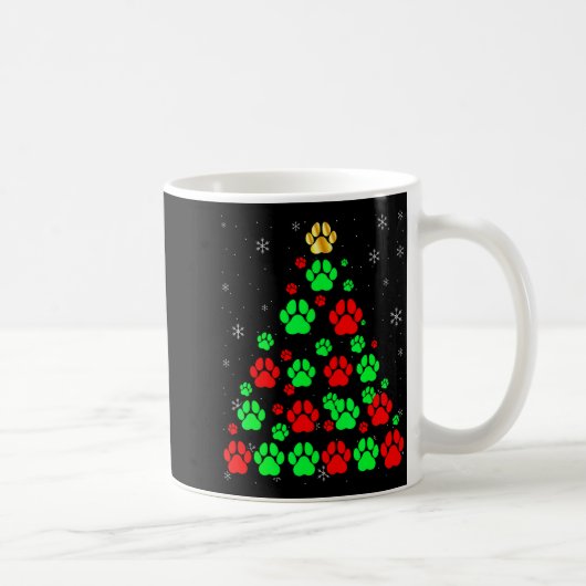 Dog Print Christmas Tree Funny Dog Lovers Christma コーヒーマグカップ (右)