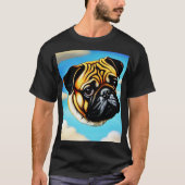 DOG Pug顔インアスカイTシャツ Tシャツ (正面)
