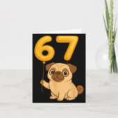 Dog Pug 67 Meme Six Seven Balloon Funny Gen Alpha カード (正面)