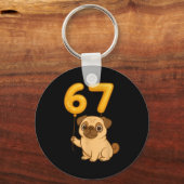 Dog Pug 67 Meme Six Seven Balloon Funny Gen Alpha キーホルダー (正面)