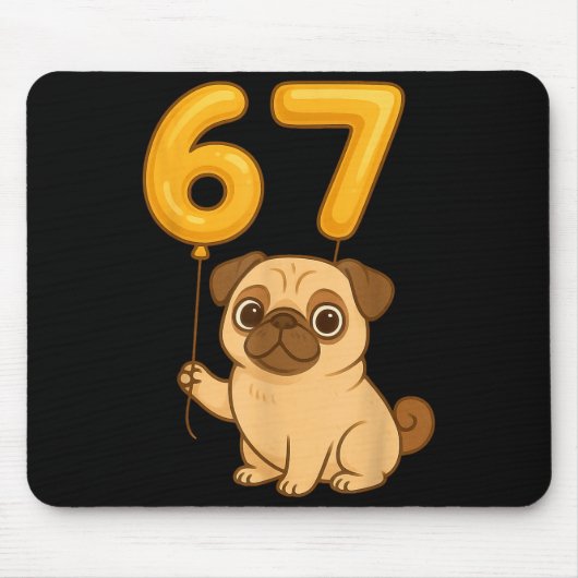 Dog Pug 67 Meme Six Seven Balloon Funny Gen Alpha マウスパッド (正面)
