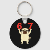 Dog Pug Funny 67 Meme Six Seven  キーホルダー (正面)