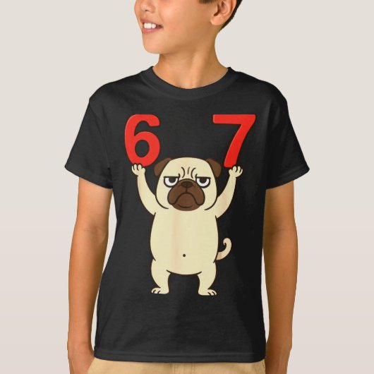 Dog Pug Funny 67 Meme Six Seven  Tシャツ (正面)