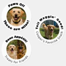 Dog Pun Round Photo Treats ラベル