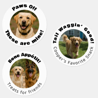 Dog Pun Round Photo Treats ラベル