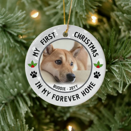 Dog Puppies Cat Pet Photo First Christmas Keepsake セラミックオーナメント (ツリー)