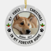 Dog Puppies Cat Pet Photo First Christmas Keepsake セラミックオーナメント (正面)