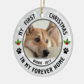 Dog Puppies Cat Pet Photo First Christmas Keepsake セラミックオーナメント (左)