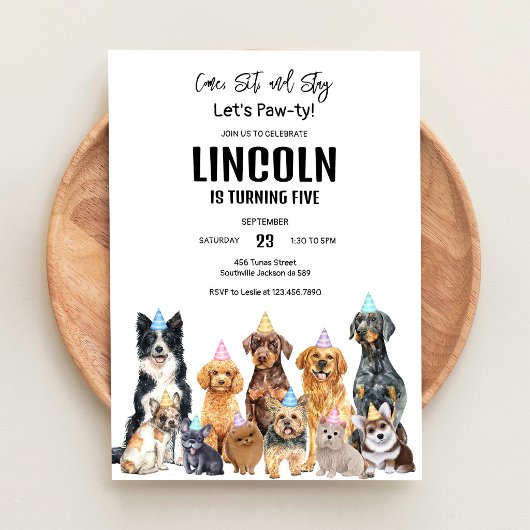 Dog Puppy Birthday Invitation 招待状