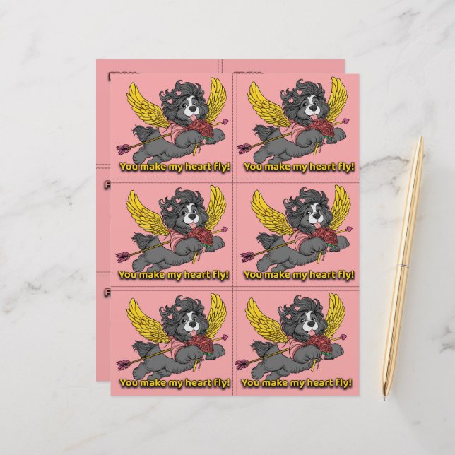 Dog Puppy Classroom Valentine Sheets レターヘッド (正面/裏面インサイチュ)