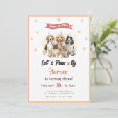 Dog Puppy Pet Lets Pawty Birthday Party 招待状 (スタンド正面)