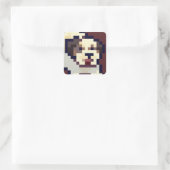 Dog, puppy, Pixelart, Pixel Art スクエアシール (バッグ)